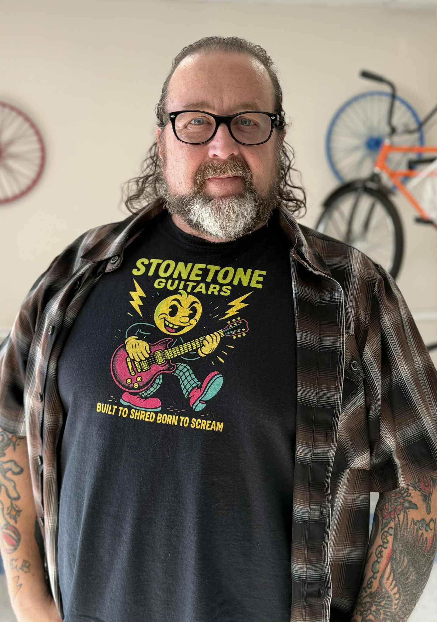 Custom screen printed band t-shirt for Stonetone Guitars Conway SC
