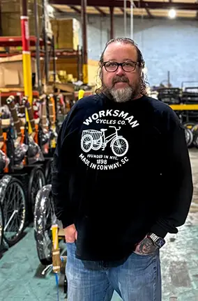 Custom DTF transfer t-shirt design for Worksman Cycles by 843 Teez